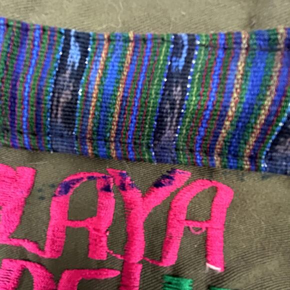 Cloth Purse Bohemian Sling Mexico Playa Del Carmen embroidered cinch lined - Picture 8 of 12